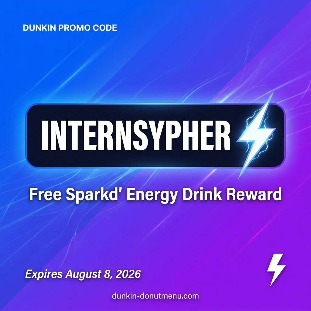Dunkin promo code INTERNSYPHER for free Sparkd energy reward at Dunkin