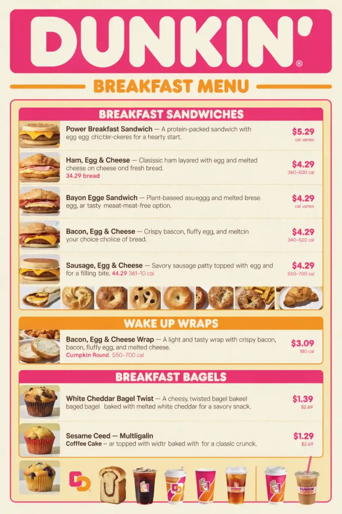 dunkin donuts menu with prices 2026